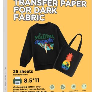 Hiipoo Heat Transfer Paper for T Shirts 25 Sheets, 8.5"x11" Printable Heat Transfer Vinyl for Inkjet Printer Iron on Transfers for Dark Fabric