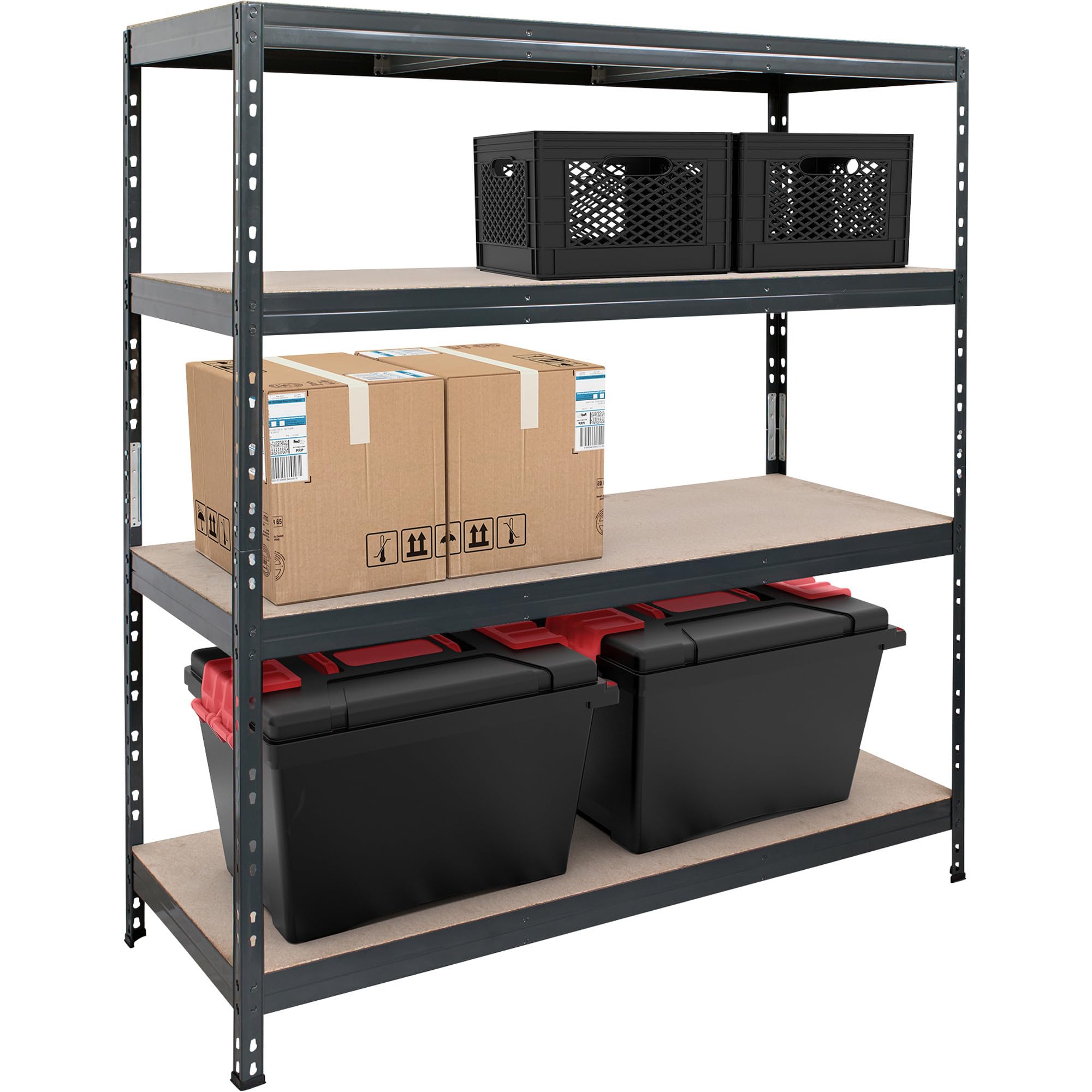 AR Shelving Heavy-Duty Garage Shelving, 4-Shelf Unit, 1000-Lb. Capacity Per Shelf, 60in.W x 24in.D x 70in.H, Model# TR18S410KGIFD9G00