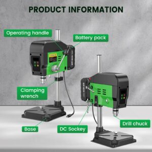 Taskstar Mini Drill Press,Benchtop Drill Press Electric & Battery Powered,2200/3000/3800/4600RPM Cordless Bench Drill Press, Adjustable Depth & Table B10 0.6-6.5mm