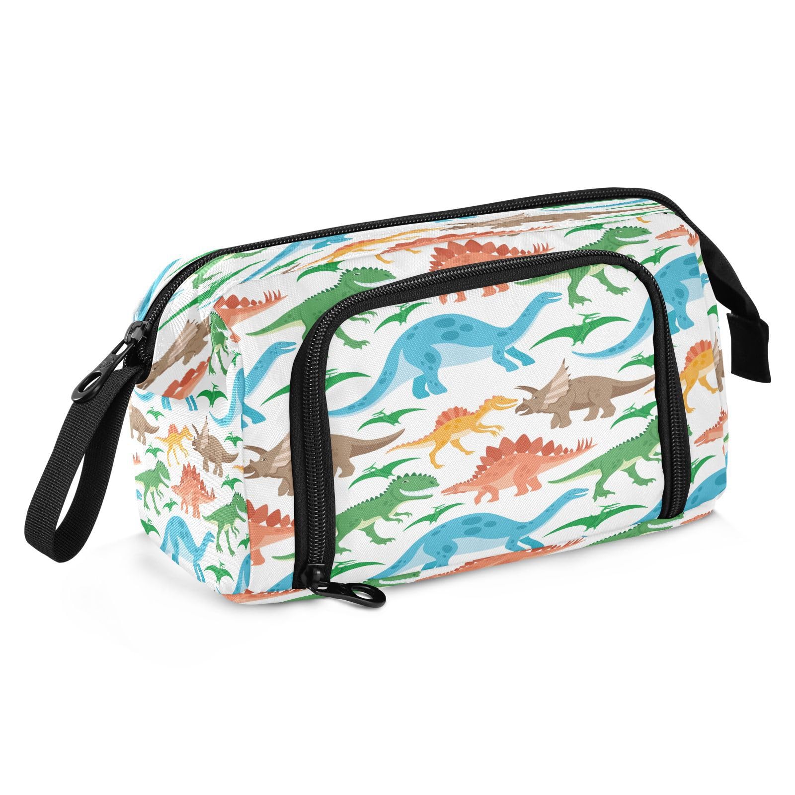 DEHOZO Portable Pencil Case Pen Bag with Zipper, Dinosaurs Dino Animals Large Pencil Pouch Pen Case Stationery Bag for Office School Student, Multifunctional Pen Box for Girl Boy Men Women