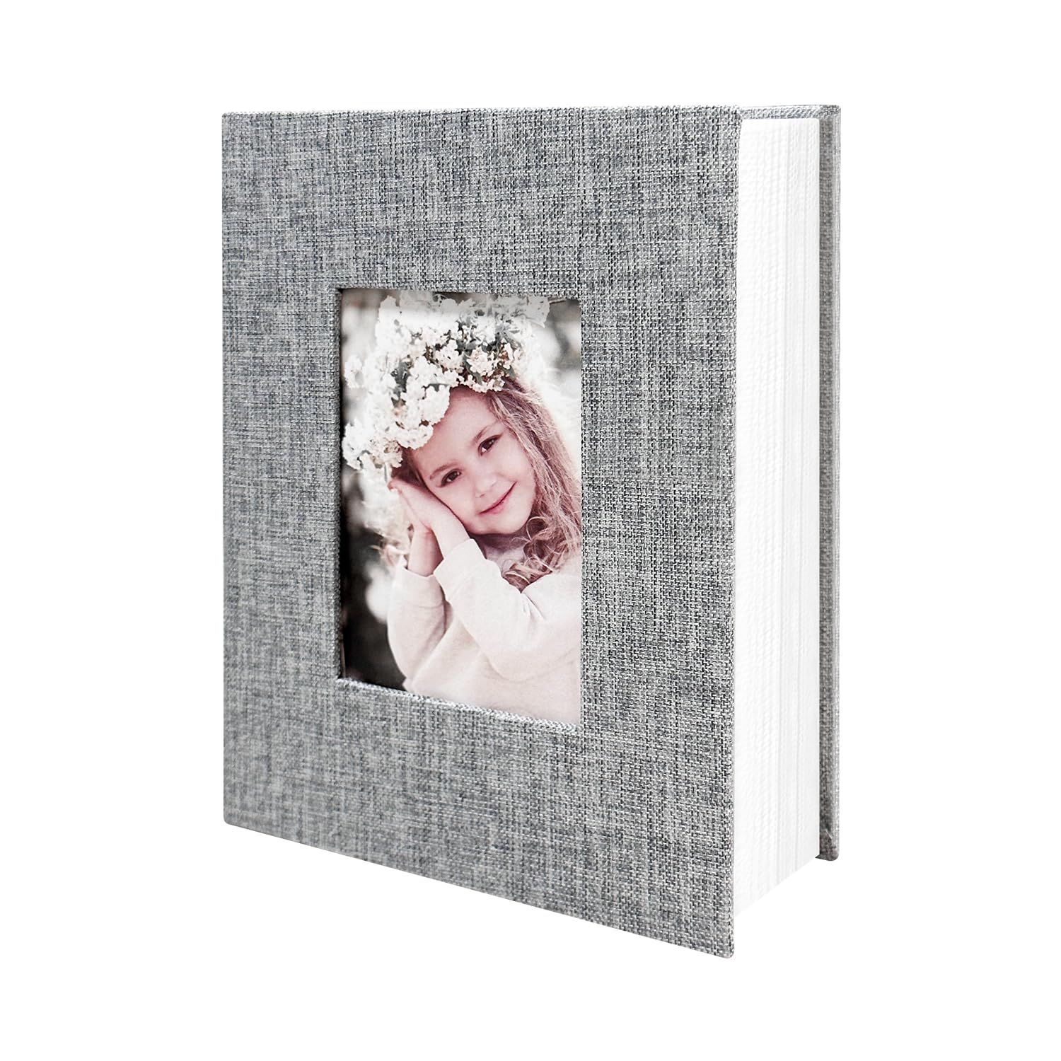 HenPisen Photo Album 4x6 100 Pockets, Linen Cover Top Loader Vertical, Slip-in Picture Grey Pockets Albums for Wedding, Family, Anniversary, Baby, Vacation