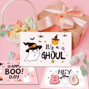 Kavoc 36Pcs Halloween Ghost Thank You Cards with Envelopes Pink Boo Ghost Pumpkin Pattern Greeting Cards for Baby Shower Halloween Party Invitation Supplies