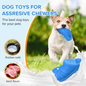 Dog Toys for Aggressive Chewers, Indestructible Dog Toys for Large Dogs, Dog Toys to Keep Them Busy,Tough Dog Toys Natural Rubber Interactive Dog Chew Toy with Bleef Flavor