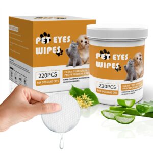 eyes wipes for dogs - gently remove tear stain - dog eye cleaner,eye debris, discharge, mucus secretions - dog eye wipes tear stain remover - dog & cat eye wipes - 220pcs