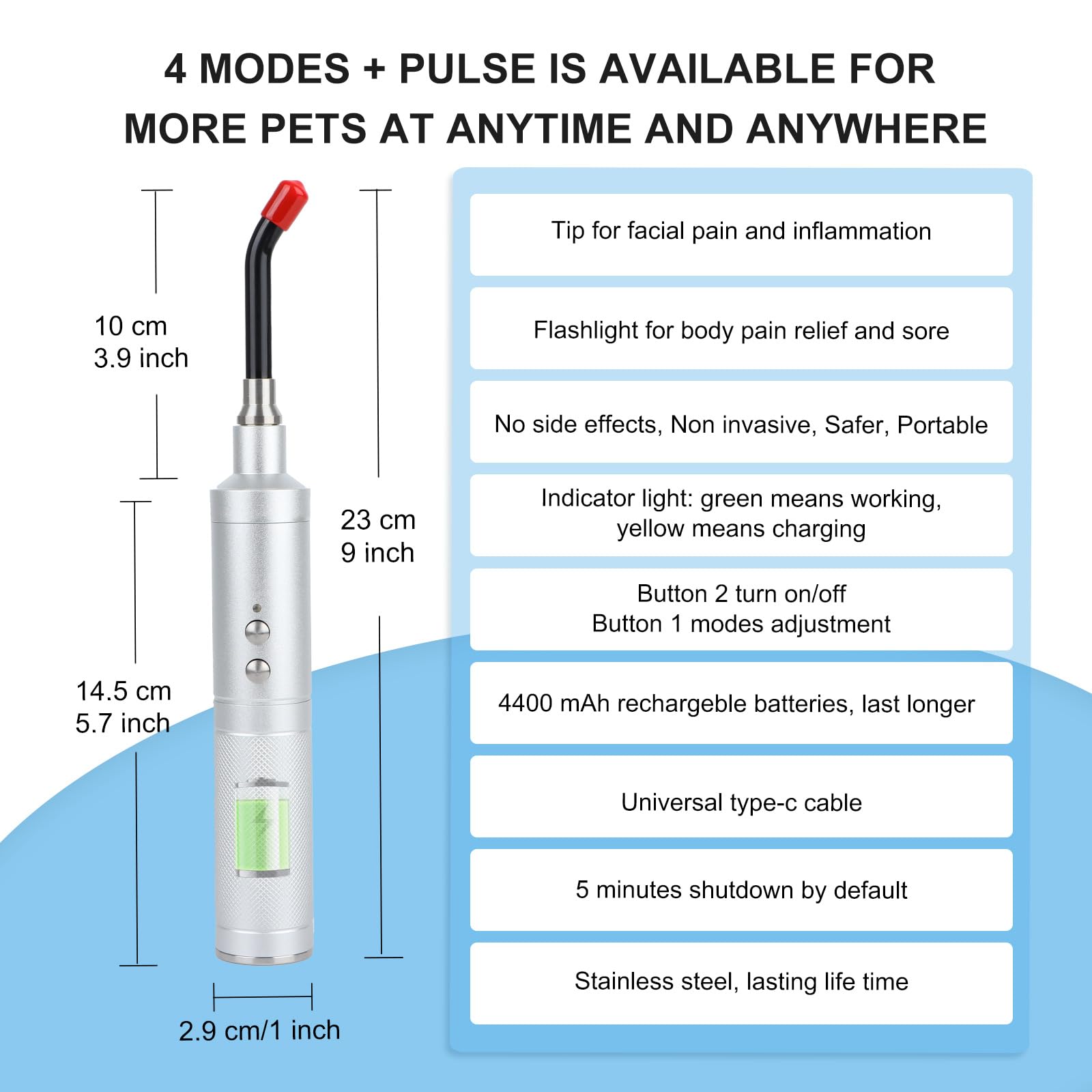 Azilaser Vet Near Red Light Therapy Device for Dogs Pain Relief, 4400mAh Cat Cold Sore Blue Light Treatment Machine Pet Lip Nasal Ear Mouth Oral Canker Sore Leg Knee Back Joint Muscle Relax at Home