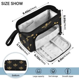 DEHOZO Portable Pencil Case Pen Bag with Zipper, Mardi Gras Fleur De Lis Large Pencil Pouch Pen Case Stationery Bag for Office School Student, Multifunctional Pen Box for Girl Boy Men Women