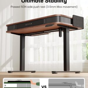 Marsail Electric Standing Desk Whole-Piece Desktop 55 x 28 Inches Height Adjustable Desk with 3 Drawers Home Office Table with 3 Memory Preset