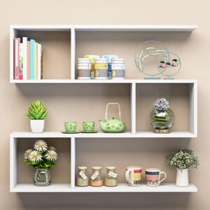 suzeper 3 tier wood geometric bookcase,floating shelves wall mounted rectangle bookcase,modern decorative display shelf for wall decor,open wall shelf for livingroom bedroom