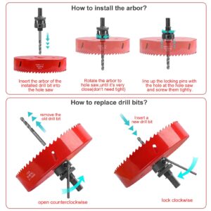 6 Inch Hole Saw - 152mm HSS Bi-Metal Hole Cutter for Different Project with Smooth and Flat Drilling Edge, Fast Chip Removal, Handy Hole Saw Kit Set for Cornhole Boards,Bean Bags Games,Recessed Lights