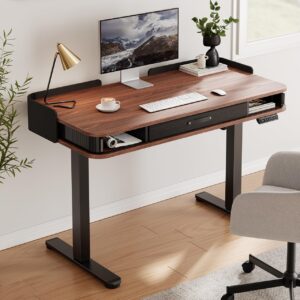 Marsail Electric Standing Desk Whole-Piece Desktop 55 x 28 Inches Height Adjustable Desk with 3 Drawers Home Office Table with 3 Memory Preset