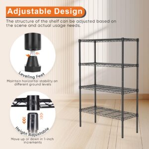 Sweetcrispy 4-Tier Storage Shelving Unit, Adjustable Metal Wire Racks Heavy Duty Standing Shelf Organizer for Kitchen, Closet, Pantry, Garage, Bathroom, Laundry (13.8" D x 35.4" W x 54" H)