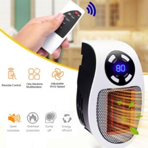 Portable Plug in Heater, 500W Electric Small Space Heater Indoor with Overheat Protection, Adjustable Electronic Thermostat, Precise LED Display Plug in Wall Heaters for Indoor Use