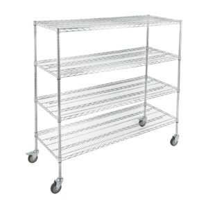 Adjustable Storage Shelves with Wheels, Wire Shelving Unit with Wheels, Metal Shelves for Storage, Pantry Shelves for Kitchen, 4 Tier Metal Shelving, Storage Rack Load 1760LBS, 60" L x 24" W x 58" H