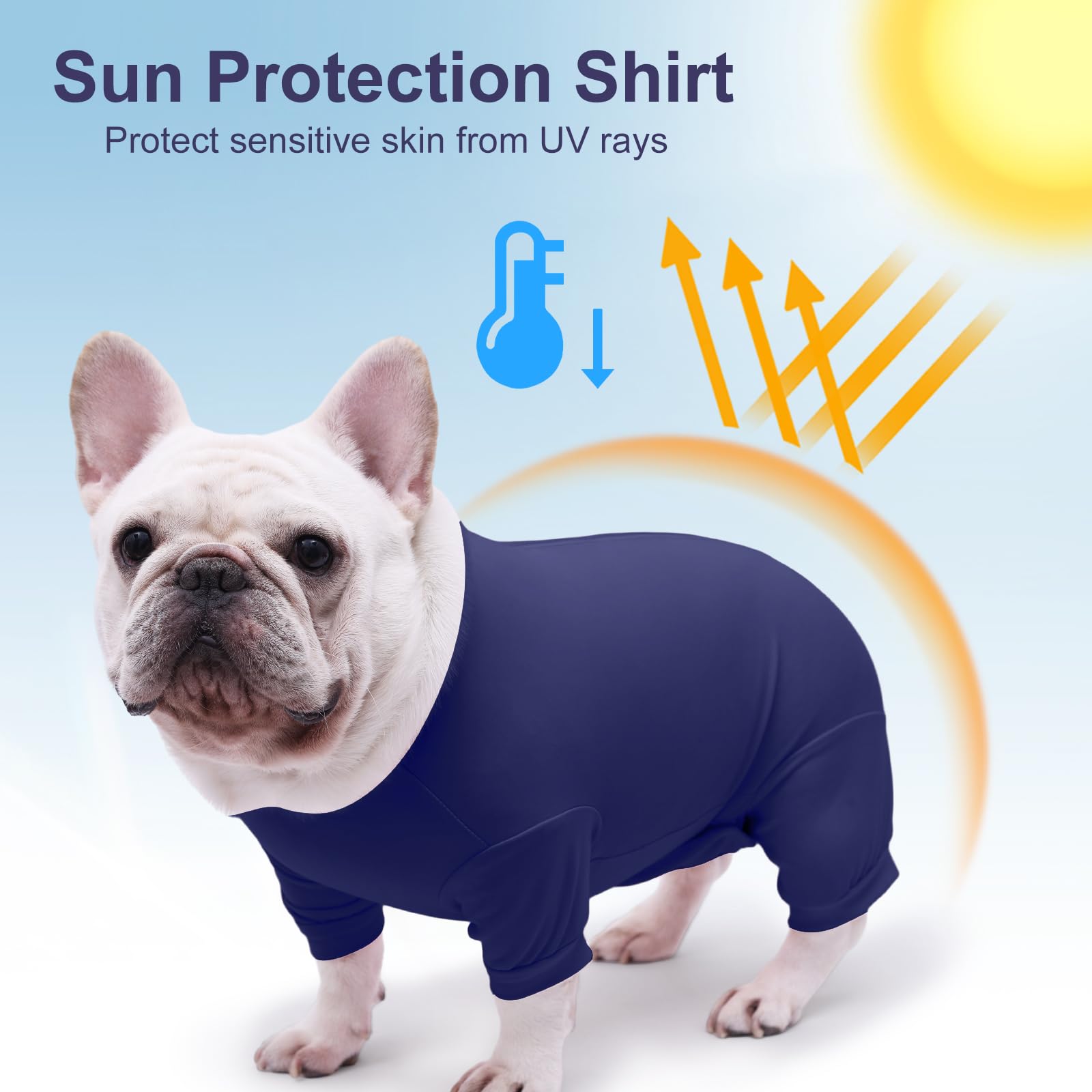 UNIPUP Dog Surgery Recovery Suit After Spay, Blue Dogs Surgical Recovery Suit, Highly-Stretchy Dog Onesie, Pet After Surgery Wear Substitute E-Collar & Cone