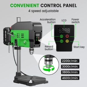 Taskstar Mini Drill Press,Benchtop Drill Press Electric & Battery Powered,2200/3000/3800/4600RPM Cordless Bench Drill Press, Adjustable Depth & Table B10 0.6-6.5mm