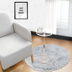 VRFRSX Acrylic Round Drink Table for Small Spaces,Minimalist End Table/Side Table for Living Room,9.8" L x 9.8" W x 21.5" H,Clear