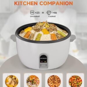 MOOSUM Commercial Rice Cooker, Large Capacity 23-Cup (UnCooked), 46-Cup (Cooked) with One Touch Operation and 12-Hour Keep Warm,Easy to Use and clean,1600W