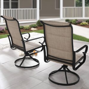 PatioFestival Patio Dining Chairs Textilene High Back Outdoor Swivel Rocker Chair Set of 2 with All Weather Frame (Khaki)