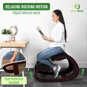 Ecordesk Ergonomic Kneeling Chair - Natural Latex Foam - Posture Chair for Desk with Adjustable Seat & Knee Pad, Rocking Knee Chair for Upright Posture (Walnut)