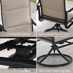 PatioFestival Patio Dining Chairs Textilene High Back Outdoor Swivel Rocker Chair Set of 2 with All Weather Frame (Khaki)