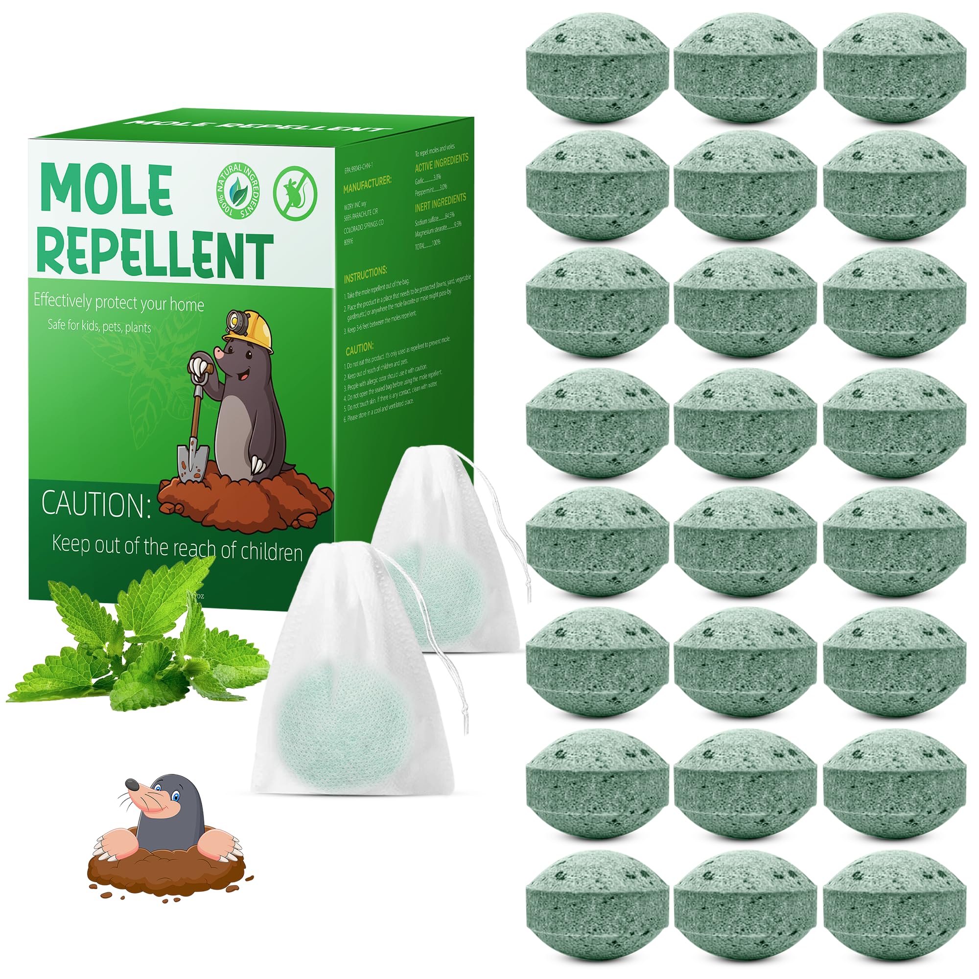 Mole Repellent - 24 Pack Groundhog Repellent Outdoor, Gopher Repellent, Vole Repellent, Mole Repellent for Outdoor Garden Yard Lawn, Mole Deterrent, Chipmunks Repellent