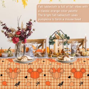 Fall Decorations Fall Tablecloth 4Pcs Pumpkin Mouse Head Rectangle Table Cloth Thanksgiving Autumn Maple Leaves Table Cover Plastic Disposable Table Cover for Fall Party Supplies 108 x 54 Inches