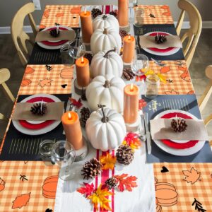 Fall Decorations Fall Tablecloth 4Pcs Pumpkin Mouse Head Rectangle Table Cloth Thanksgiving Autumn Maple Leaves Table Cover Plastic Disposable Table Cover for Fall Party Supplies 108 x 54 Inches