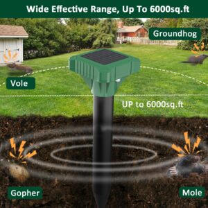 Mole Repellent for Lawns Solar Powered,Gopher Repellent Vole Snake Repellent Ultrasonic Waterproof Get Rid of Moles in Your Yard