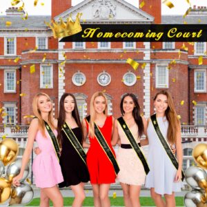 Lasnten 12 Packs Homecoming Court 2024 Sash 72 Inches x 4 Inches Satin Homecoming Sash Bulk for Pageants High School Party Dance Graduation Queen Accessories(Black)