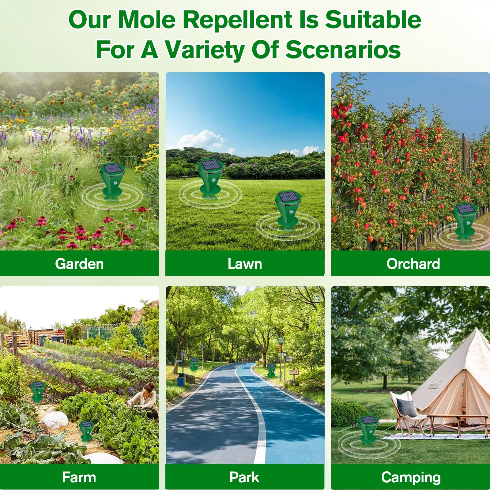 Ultrasonic Mole Repellent Outdoor, 2024 Upgrade Mole Repellent Solar-Powered for Lawn Garden Yard, Mole and Vole Repellent Waterproof, Effectively Repels Gophers Snake Chipmunks Groundhogs, 4 Pack