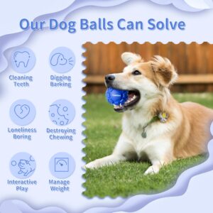 Tough Durable Dog Balls-Indestructible Dog Toy with Squeaker,Dog Balls for Aggressive Chewers,Interactive Dog Toys for Dog Relieves Anxiety and Clean Teeth,Natural Rubber Dog Toy for Large/Medium Dogs