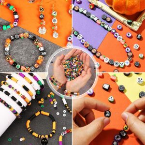 1480pcs Halloween Polymer Clay Beads Charms Friendship Bracelet Necklace Earring Jewelry Making kit, Accessories for Arts Crafts DIY Birthday Gifts for Women Girls