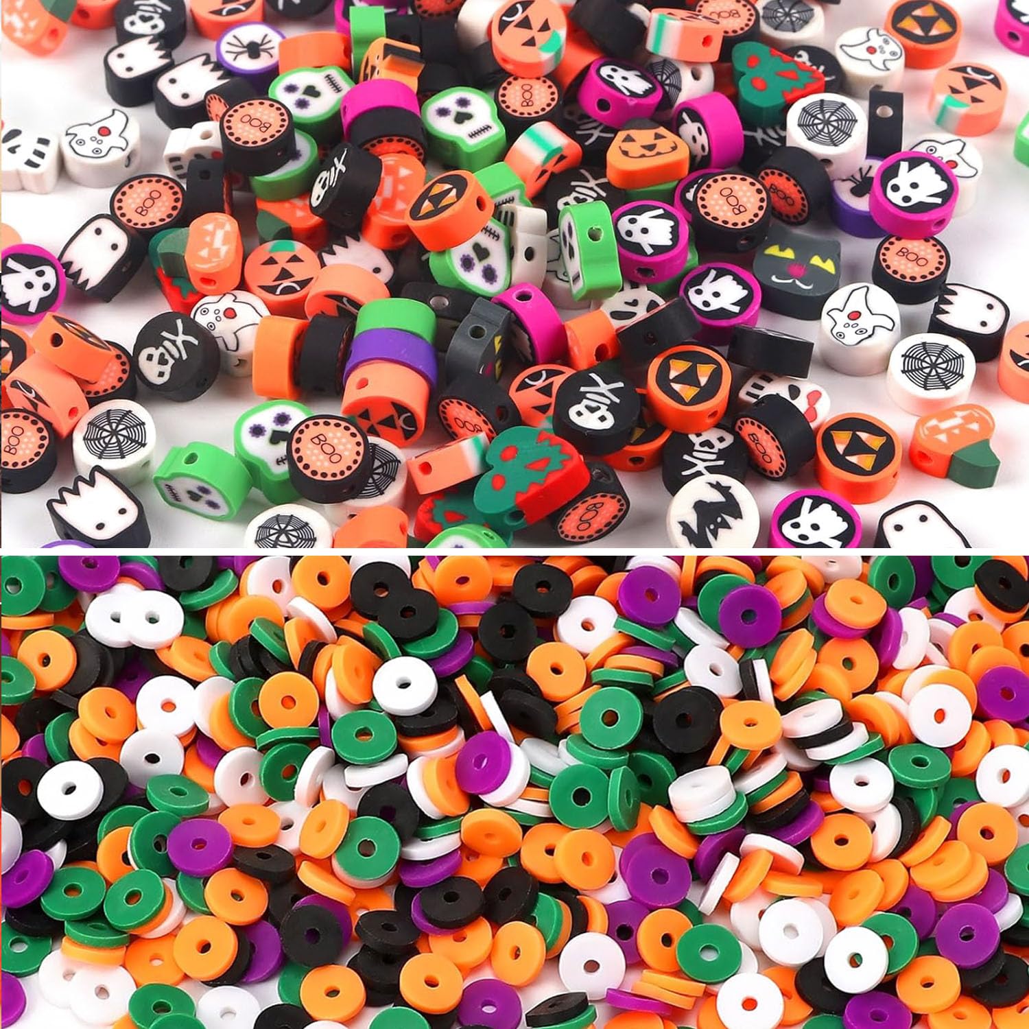 1480pcs Halloween Polymer Clay Beads Charms Friendship Bracelet Necklace Earring Jewelry Making kit, Accessories for Arts Crafts DIY Birthday Gifts for Women Girls