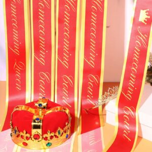 Civaner Homecoming Prom Party Supplies 14 Homecoming King and Queen Court Sashes 1 Crowns Hat 1 Rhinestone Tiara(Red)