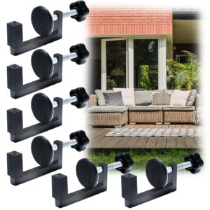 kompmp 6 pcs patio furniture clips - outdoor patio sofas clips, adjustable wicker rattan furniture alignment connector sectional couch sofa furniture clips for keep sectional couch togethe