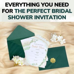 STOFINITY Bridal Shower Invitations With Envelopes - Wedding Shower Invitations, Greenery Bridal Shower Invites, Fill In Party Invitation Cards For Weddings, Parties, Receptions