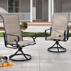 patiofestival patio dining chairs textilene high back outdoor swivel rocker chair set of 2 with all weather frame (khaki)