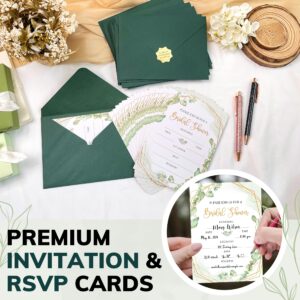 STOFINITY Bridal Shower Invitations With Envelopes - Wedding Shower Invitations, Greenery Bridal Shower Invites, Fill In Party Invitation Cards For Weddings, Parties, Receptions