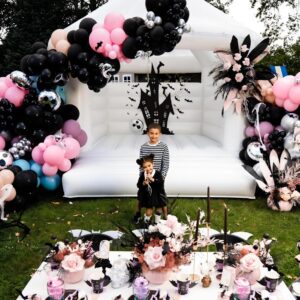 Pink Halloween Balloon Garland Arch Kit,122Pcs Halloween Black pink White Balloons Large Boo Ghost Foil Balloons Spider Balloons for Girl Birthday Baby Shower Party Decorations