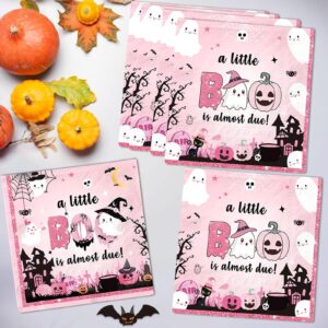 48Pcs A Little Boo Is Almost Due Decorations Pink Halloween Napkins Little Boo Baby Shower Decorations Girl for Halloween Baby Shower Decorations for Girl