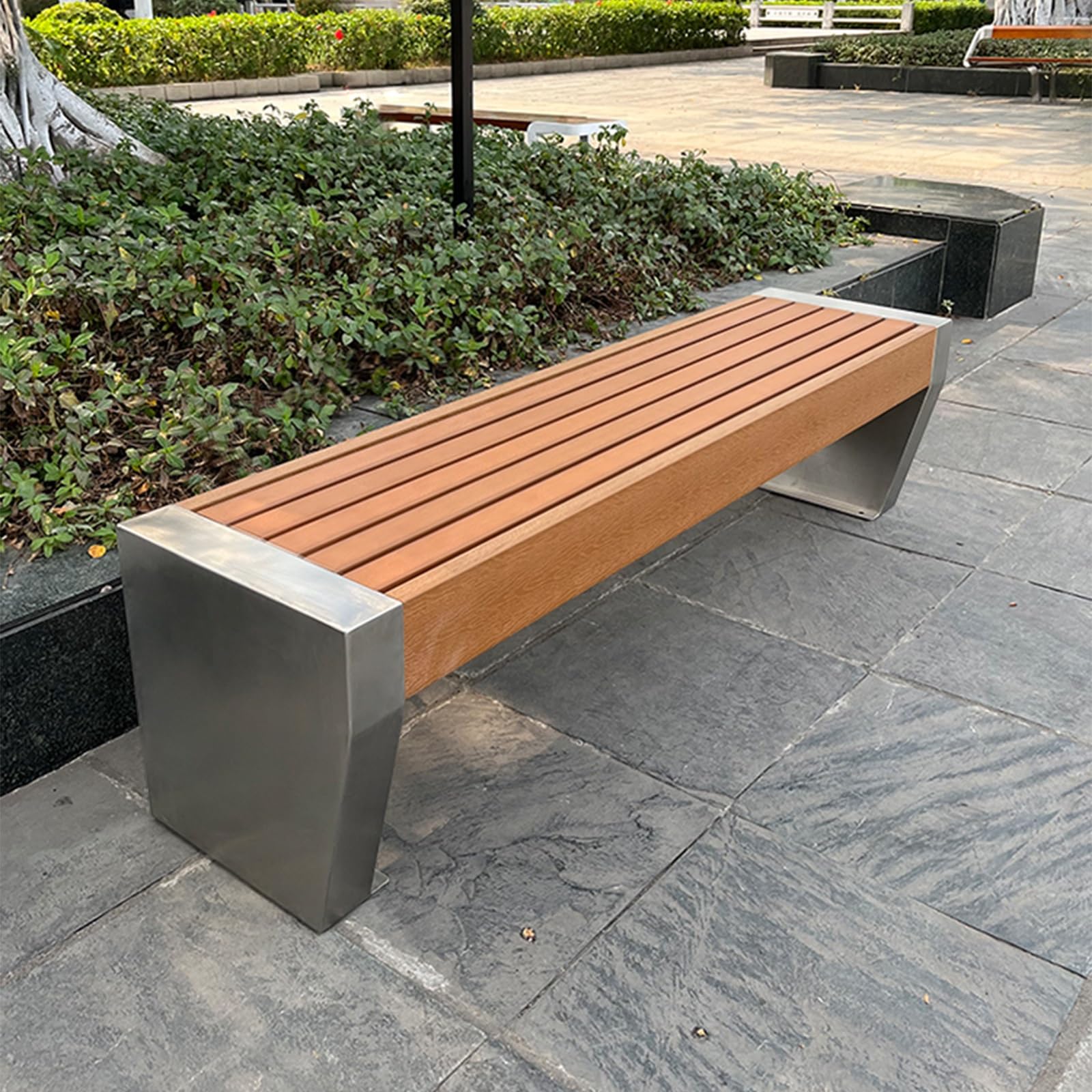 Outdoor Backless Bench, Fade Resistant Garden Bench, All-Weather Metal Bench for Garden, Porch, Backyard, Park, Lawn, Entryway