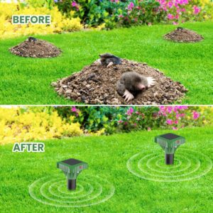 Mole Repellent for Lawns Solar Powered,Gopher Repellent Vole Snake Repellent Ultrasonic Waterproof Get Rid of Moles in Your Yard