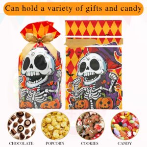 Jexila 50PCS Halloween Candy Bags Halloween Goodie Treat Bags with Drawstring Halloween Party Favor Bags for Kids Trick or Treat 5.9''X9'' (Skull)