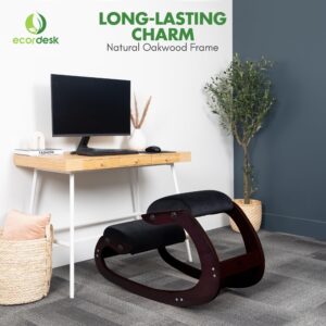 Ecordesk Ergonomic Kneeling Chair - Natural Latex Foam - Posture Chair for Desk with Adjustable Seat & Knee Pad, Rocking Knee Chair for Upright Posture (Walnut)