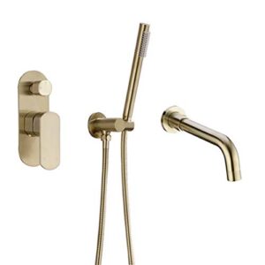 SYLKWOR Bathroom Taps, Bathtub Faucets and Shower Heads Shower Set Mixer Valve Function Bathtub Mixer Taps Hot and Cold Wall Mounted Bathroom Shower Faucet with Hand Interestilife/D.1