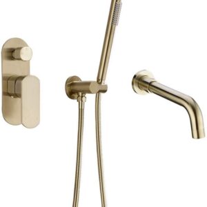 SYLKWOR Bathroom Taps, Bathtub Faucets and Shower Heads Shower Set Mixer Valve Function Bathtub Mixer Taps Hot and Cold Wall Mounted Bathroom Shower Faucet with Hand Interestilife/D.1