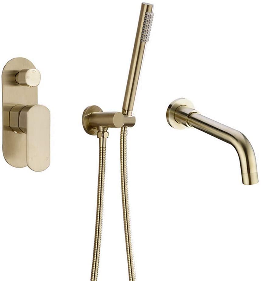 SYLKWOR Bathroom Taps, Bathtub Faucets and Shower Heads Shower Set Mixer Valve Function Bathtub Mixer Taps Hot and Cold Wall Mounted Bathroom Shower Faucet with Hand Interestilife/D.1