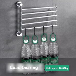 Swing Out 5-Arms Towel Holder Thicken Towel Racks for Bathroom Kitchen, Bath Towel Bar Swivel Hanger Wall Mounted Drying Rack, Rustproof Solid Aluminium Towel Hanger Space Saving Storage Or