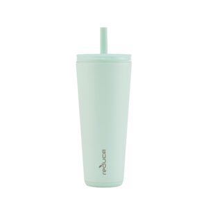 REDUCE 32oz Halo Spill-Proof Stainless Steel Tumbler with Lid & Straw, Keeps Drinks Cold up to 32 Hrs, Reusable Tumbler with Spill-Proof Straw, Seal Glass