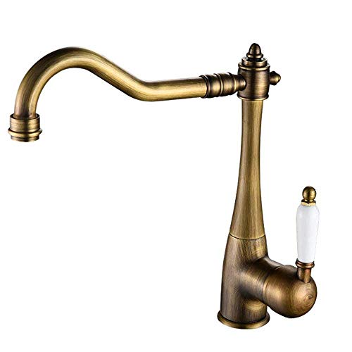 Nostalgie Kitchen Rustic Faucet Kitchen Faucet Tap Mixer Tap Mixer Tap Sink with Water-Tap Brass Handles 360 Adjustable)/Antique